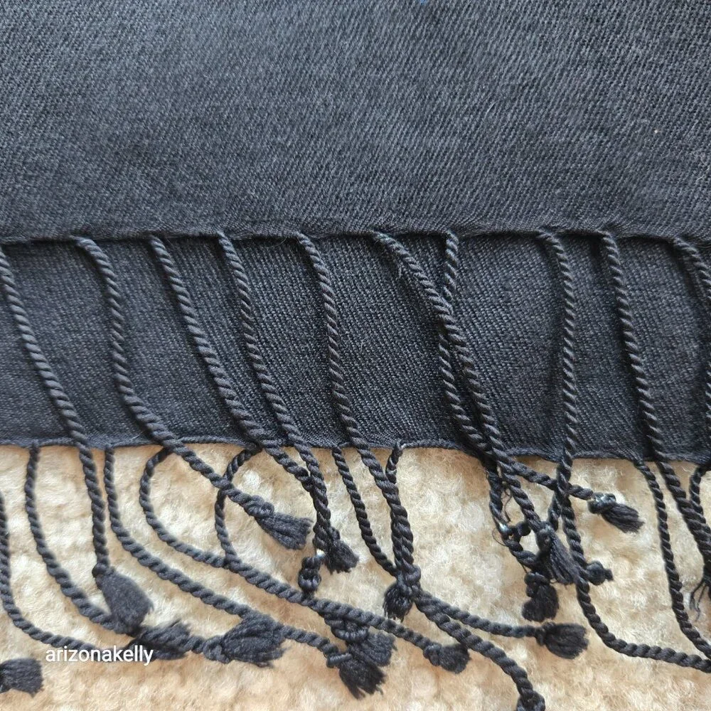 Chateau Robert Cashmere Silk Black Scarf Pashmina - Picture 2 of 6